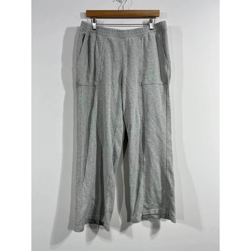 aerie Light Gray Wide-Leg Track Pants